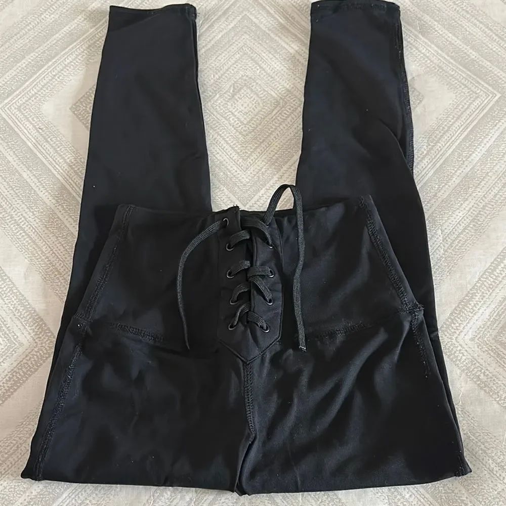 Katie J NYC Girls Black Lace-Up Leggings - Size XL
